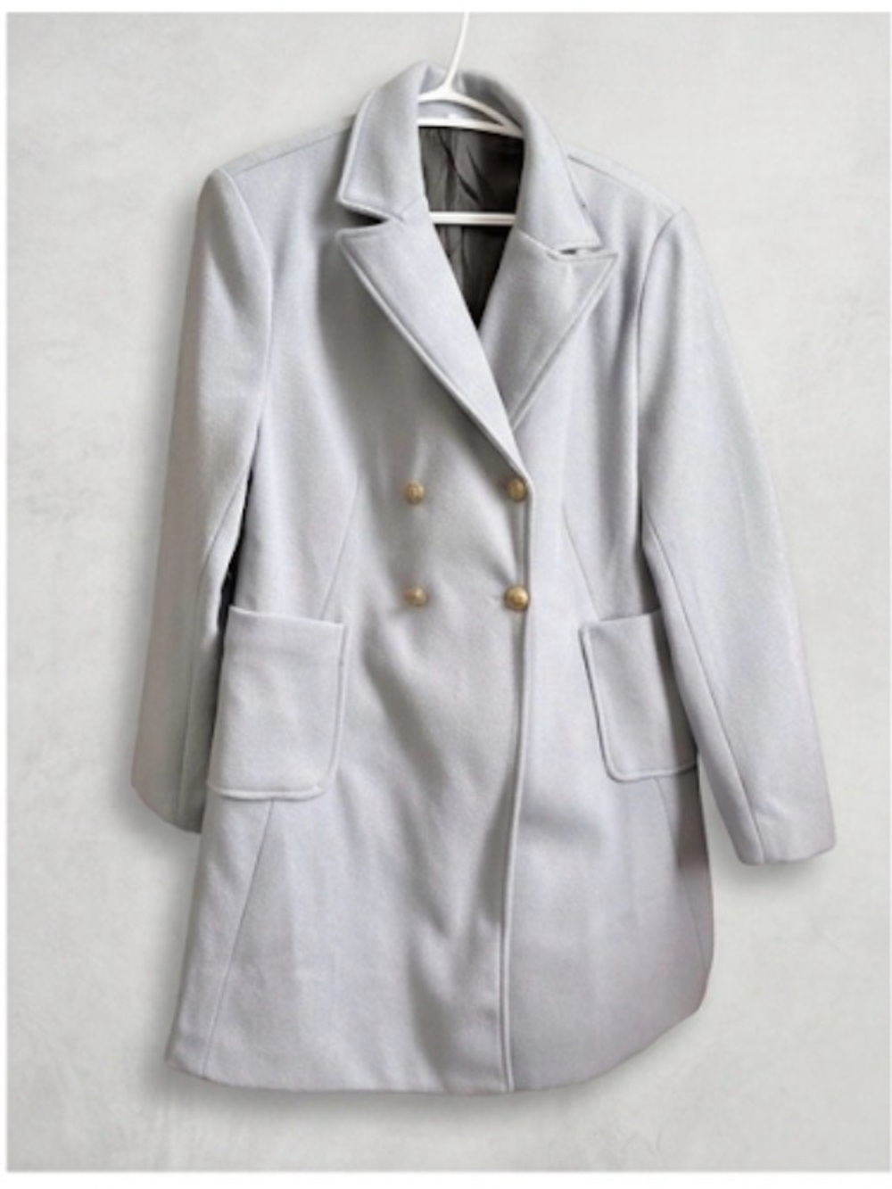 Pale Blue Double-Breasted Peacoat with Gold Buttons size medium